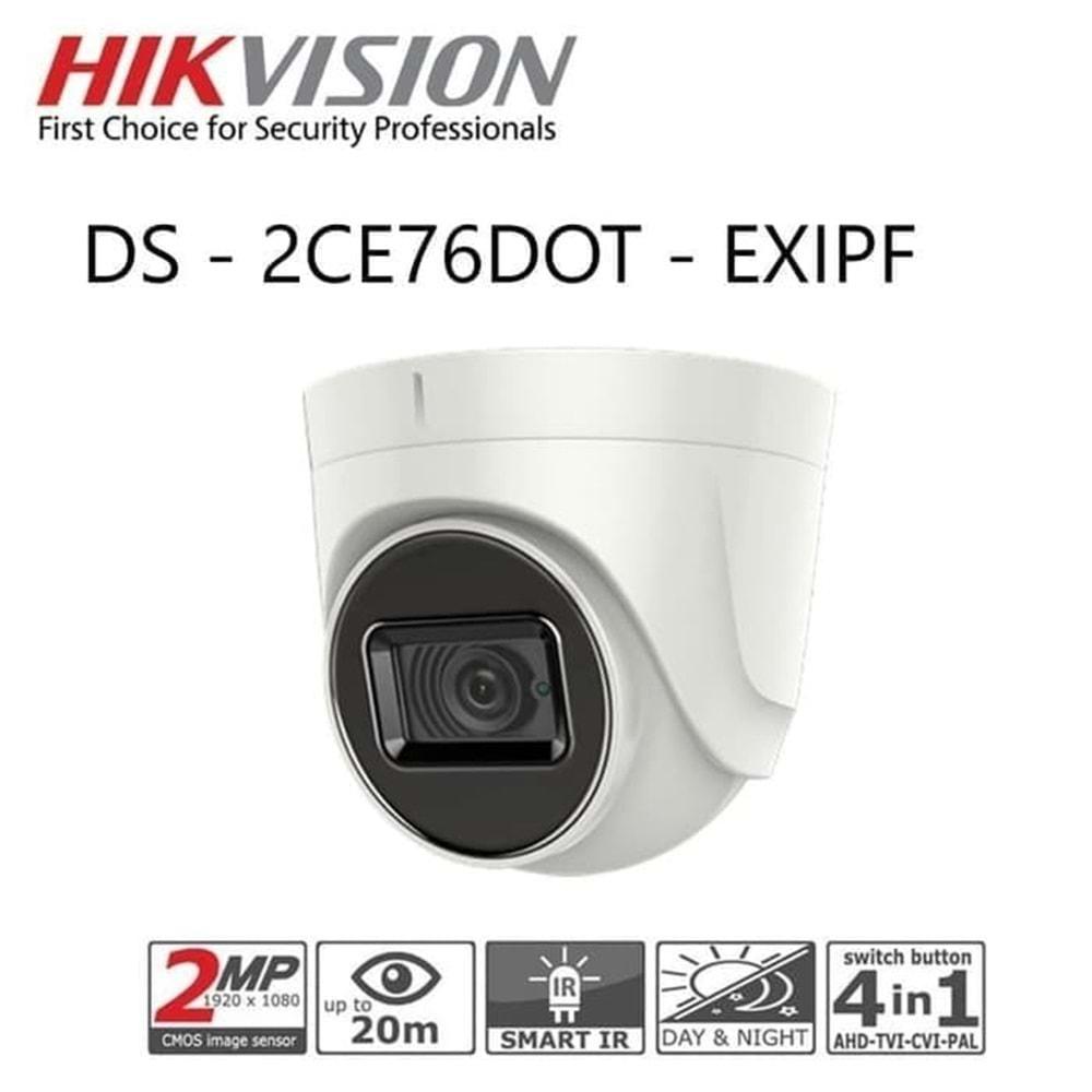 Hikvision DS-2CE76D0T-EXIPF 2mp Analog HD Dome Güvenlik Kamerası