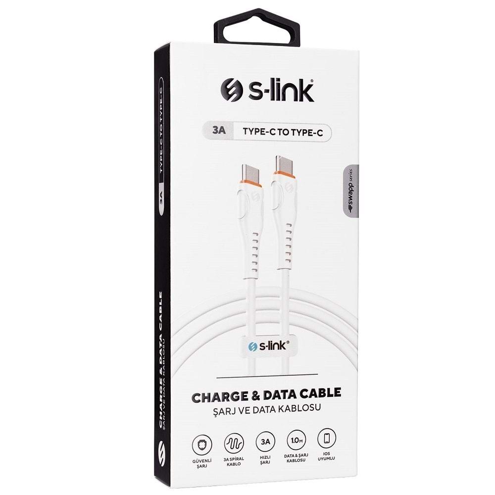 S-link SW-C130 1m 60W TypeC to TypeC Hızlı Data + Şarj Kablosu