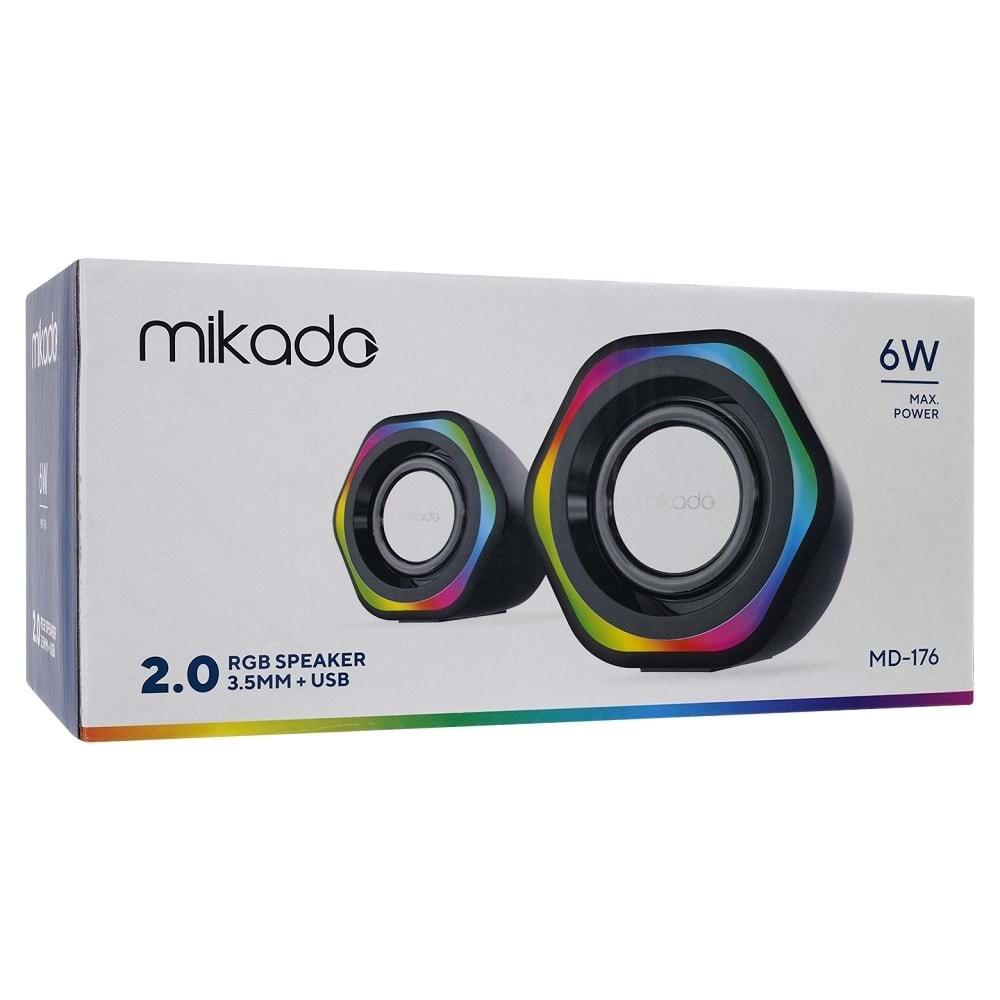 Mikado MD-176 Siyah RGB Aydınlatmalı USB + 3.5mm Speaker