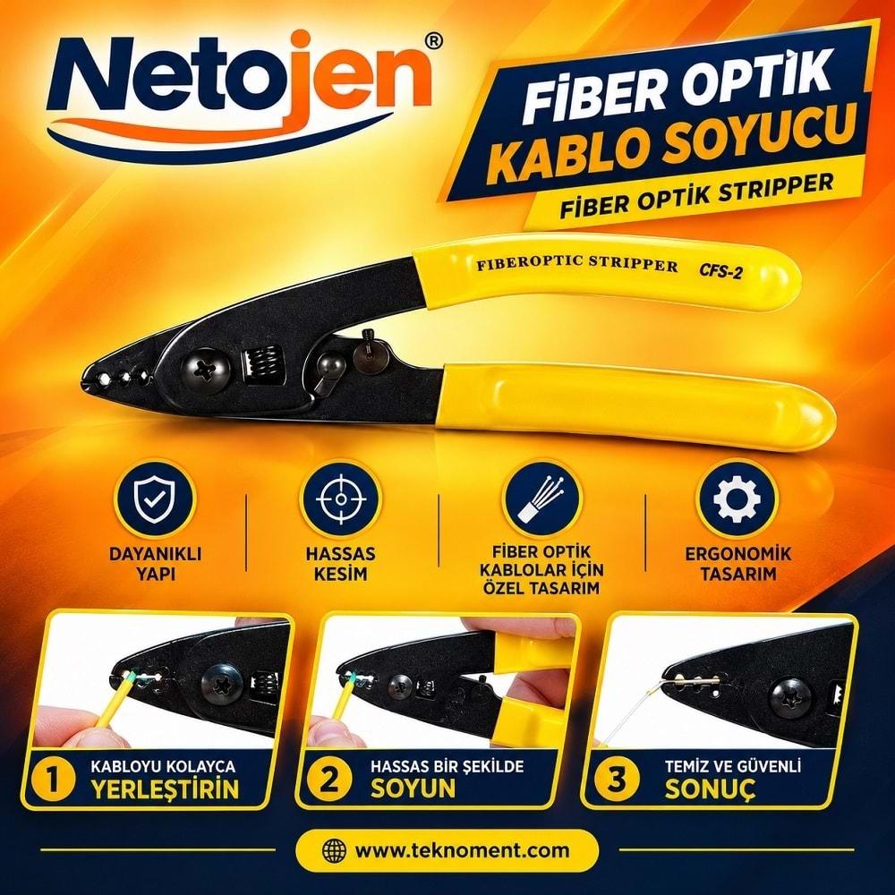 Netojen NT-547 Fiber Optik Kablo Soyucu ve Sıyırıcı Kesici Pense 3 Dişli