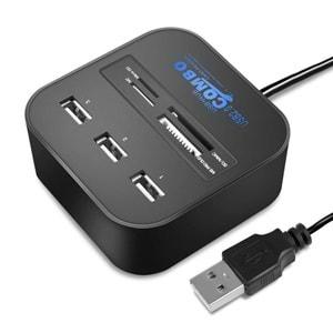 Netojen HDX7006(160) 2.0 Usb Hub 3 Port+TF & SD & Pro Duo Card Reader