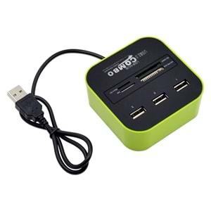 Netojen HDX7006(160) 2.0 Usb Hub 3 Port+TF & SD & Pro Duo Card Reader