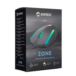 Everest GX56 ZONE Usb Siyah 3D Optik Led Mouse