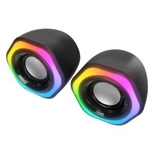 Mikado MD-176 Siyah RGB Aydınlatmalı USB + 3.5mm Speaker