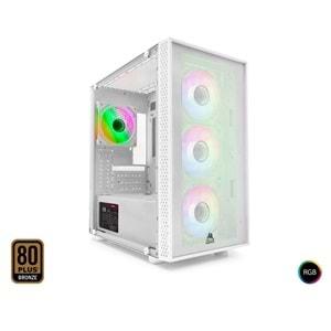 Mofan Mf2900w 850w 80Plus Bronze Power Supply 4*Rgb Fan Temperli Cam Beyaz Gaming Kasa