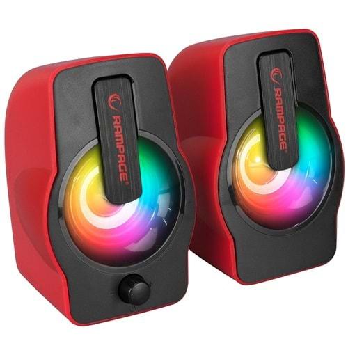 Rampage RMS-G7 FALSETTO RGB Ledli Kırmızı Multimedia Gaming USB Speaker