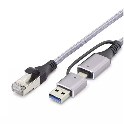 Hadron HDX7876 USB 3.0 & Type-C Gigabit Ethernet Adaptör - Gri