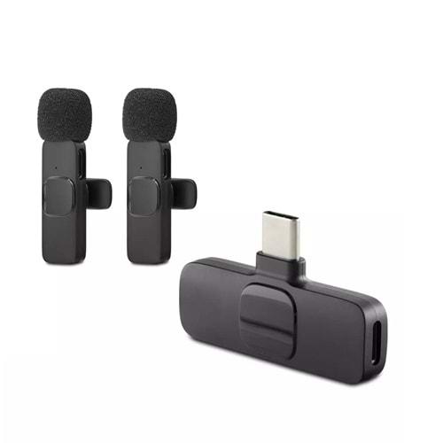 Hadron HDX2788 Type-C Kablosuz 2’li Mikrofon Seti - Siyah
