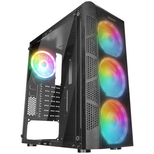 Everest CREST V1 Mesh Temperli Camlı 4x12cm Auto RGB Fan ATX Mid-T Gaming Oyuncu Kasası- Powersız